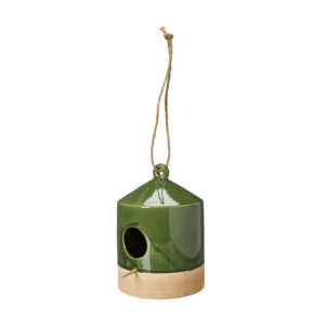 LOLA Bird House Green/Natural 13x18+20cm